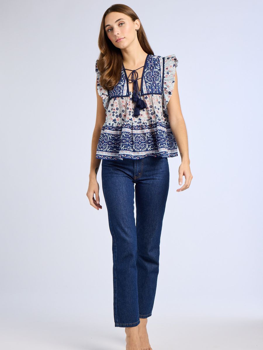 Chelsea Blouse Navy Floral