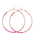 Skinny Pink Beaded Hoops