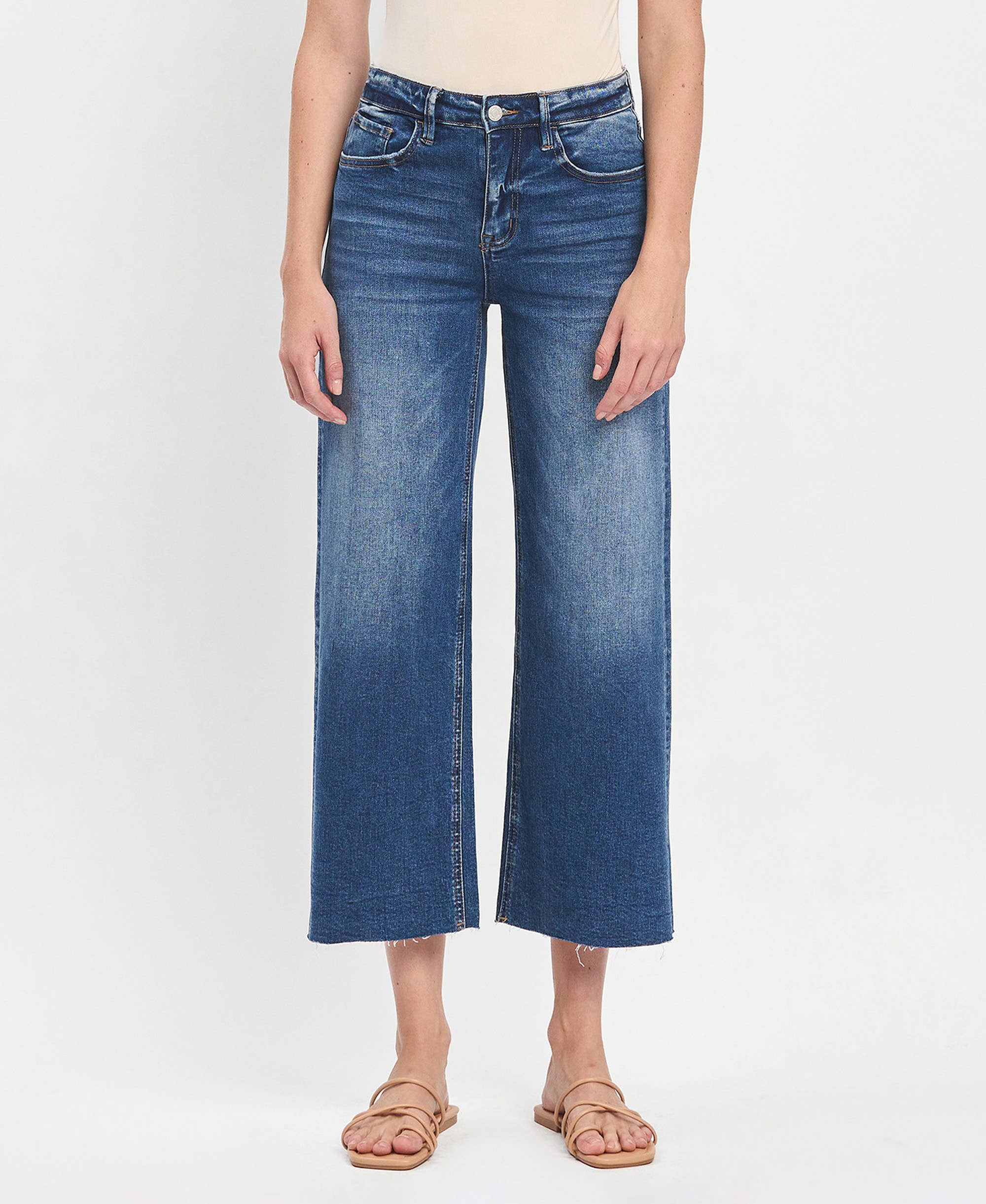 Blue Denim Wide Leg Crop