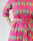 Pink Ikat Shirt Dress