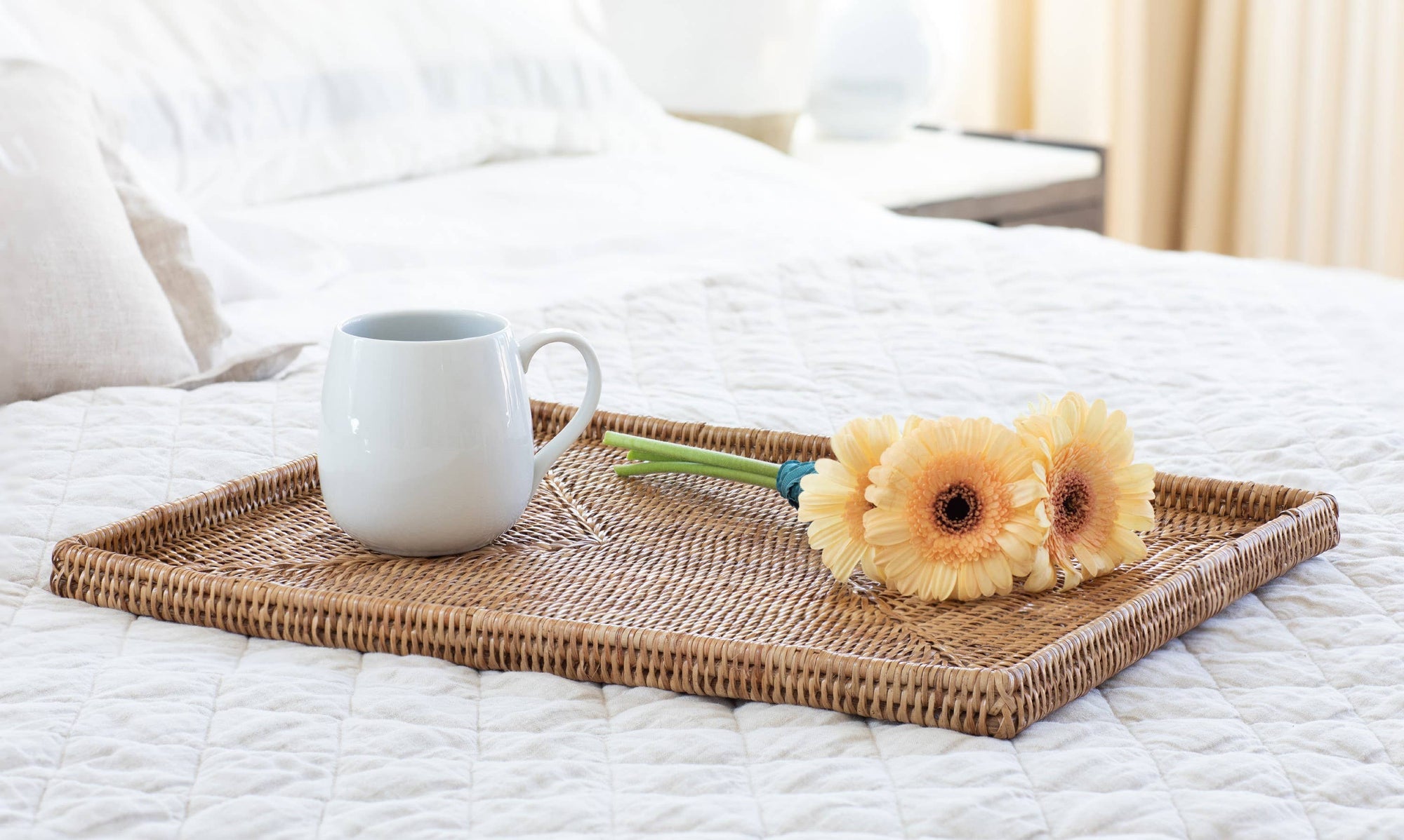 Rattan Rectangular Flat Tray