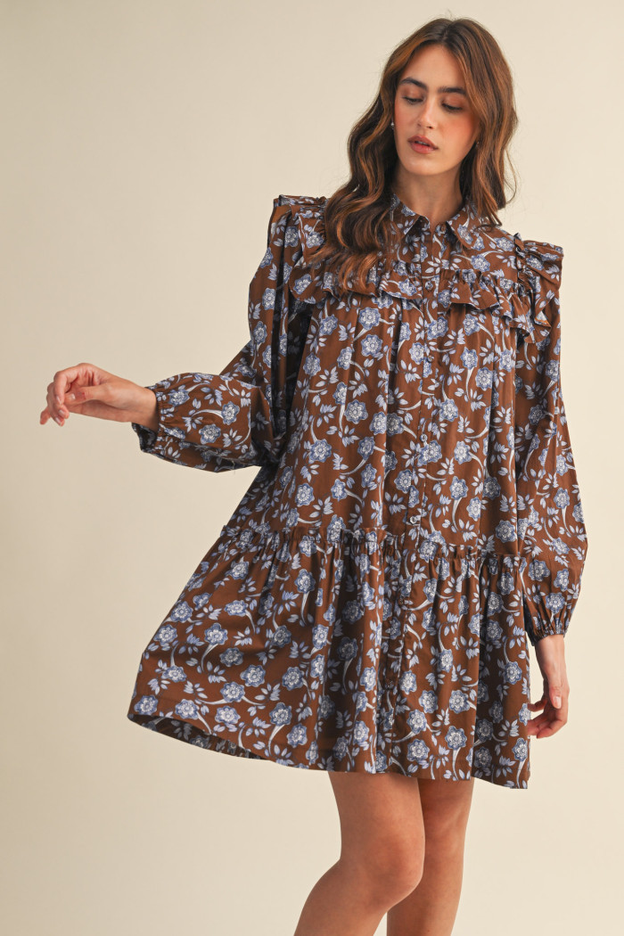 Brown Floral Dress