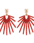 Red Sunburst Drop Earrings