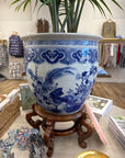 Blue & White Fish Bowl Planter - 14 inches
