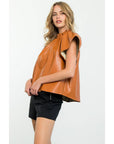 Flutter Sleeve Leather Top