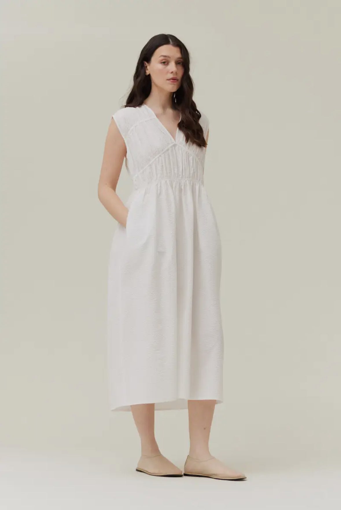Seersucker Midi Dress