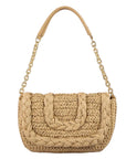 Woven Raffia Flap Shoulder Bag