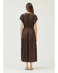Ruffle Satin Midi Dress