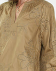 Emb Eyelet Olive Blouse