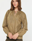 Emb Eyelet Olive Blouse