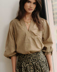 Emb Eyelet Olive Blouse