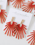Red Sunburst Drop Earrings