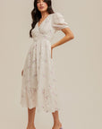 Pink Eyelet Midi Dress