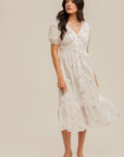 Pink Eyelet Midi Dress