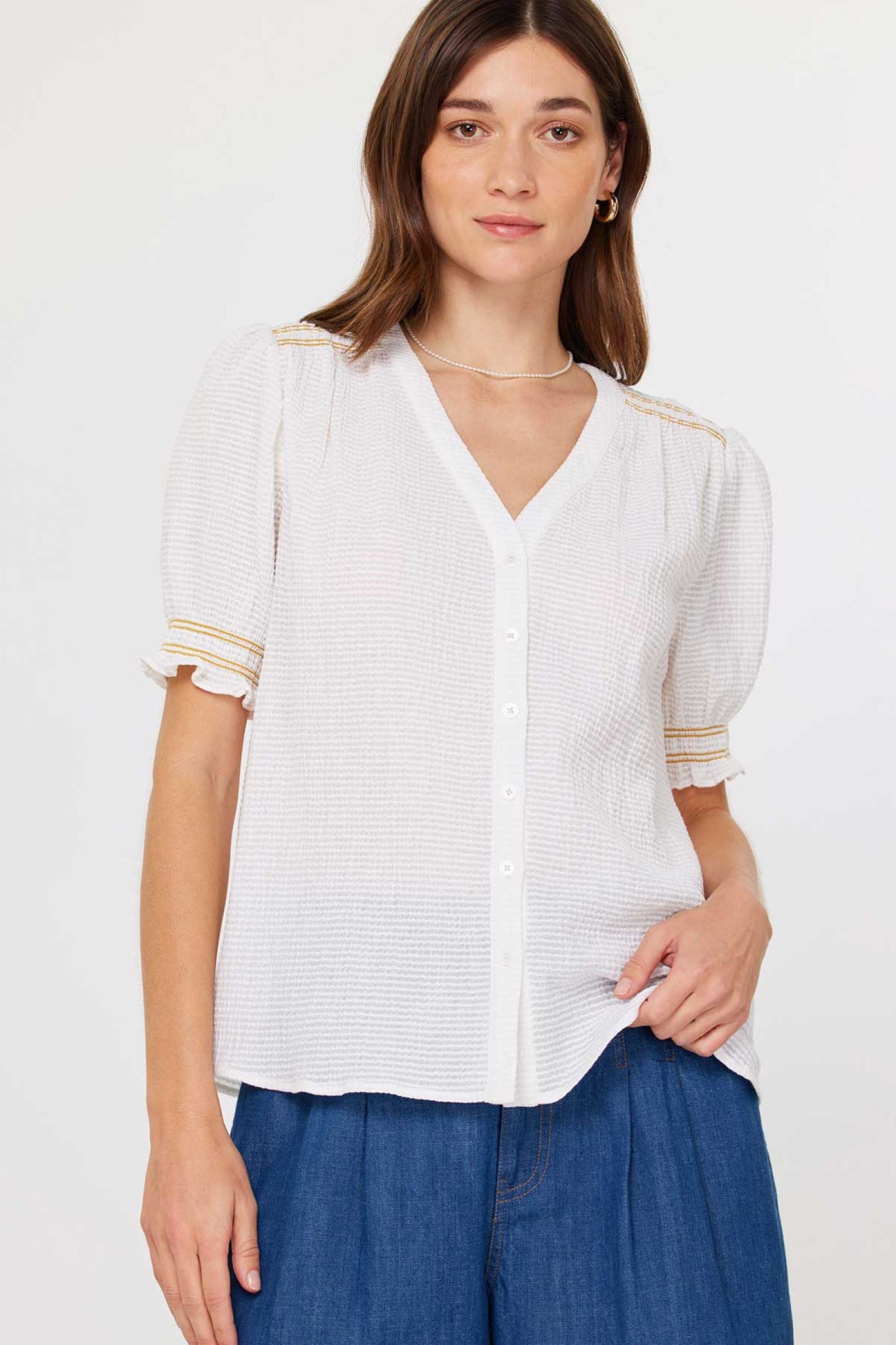 White Smocked Blouse