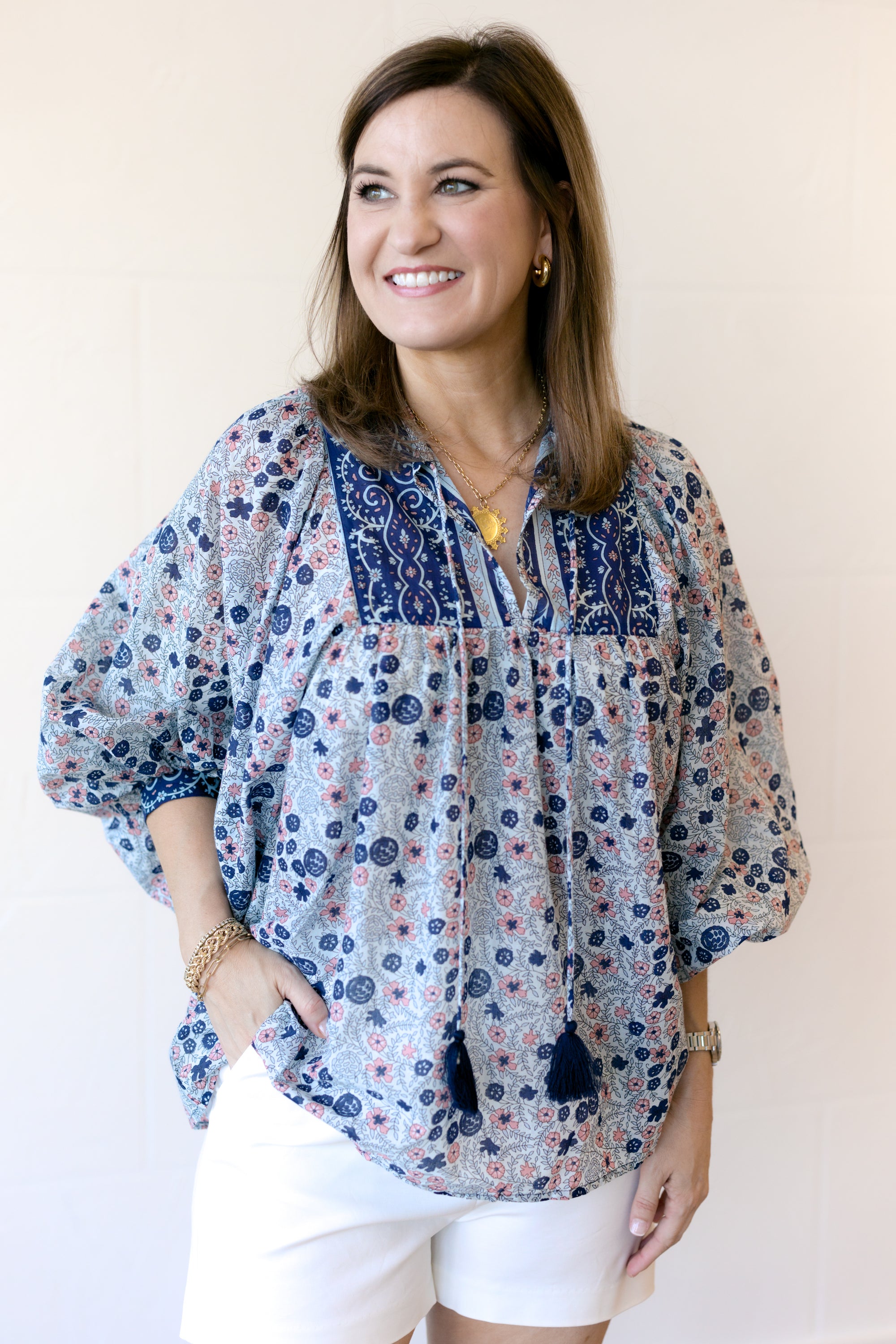 Charlie Blouse Navy Floral