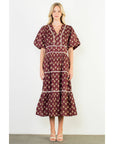 Puff Sleeve Block Print Dress