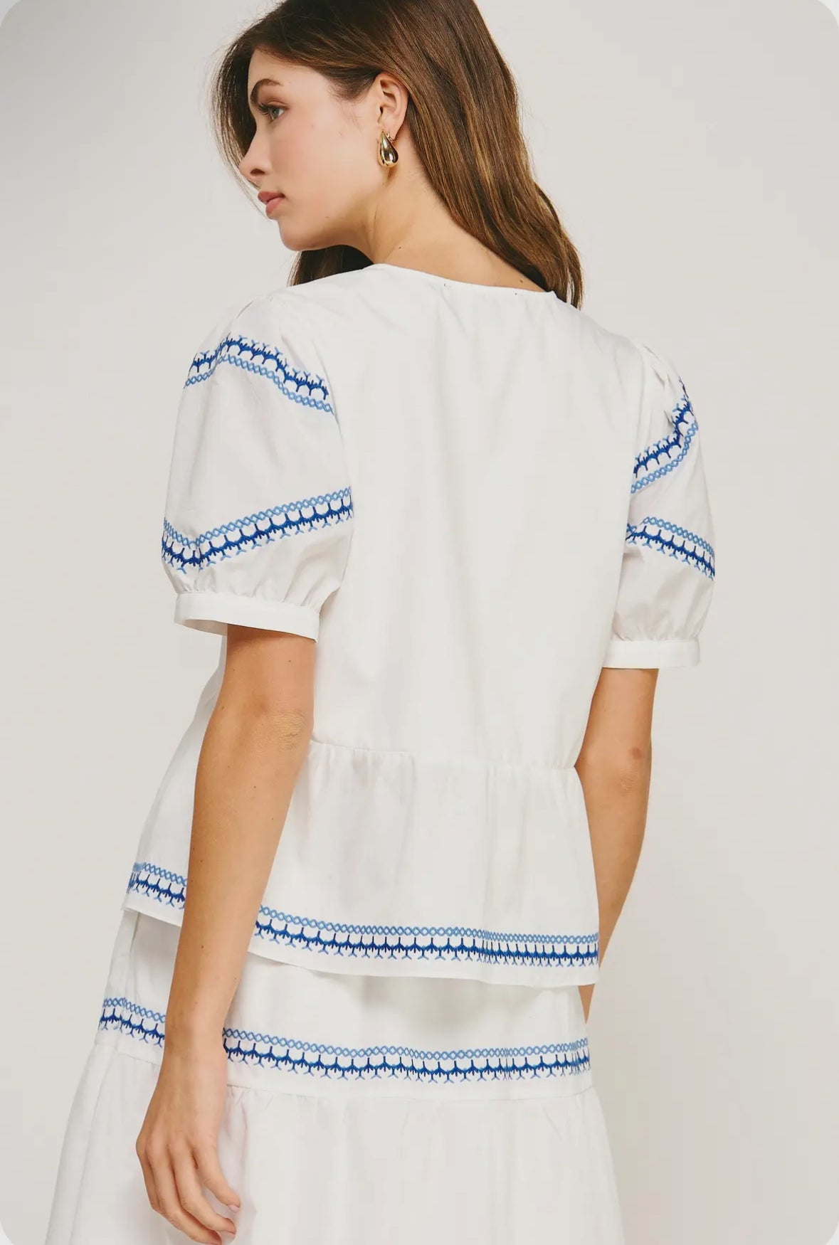 B&W Contrast Stitch Blouse