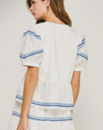 B&W Contrast Stitch Blouse