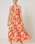 Didion Floral Split Neck Tiered Maxi Dress