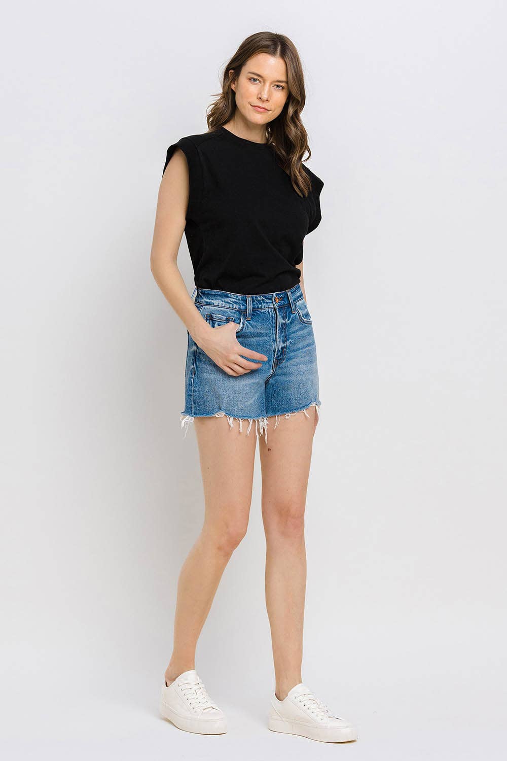 High Distressed Hem Shorts