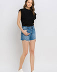 High Distressed Hem Shorts