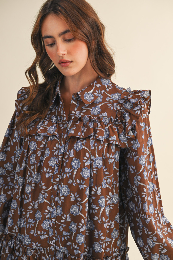 Brown Floral Dress