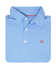 performance golf polo Classic stretch fit shirt in blue and white stripes