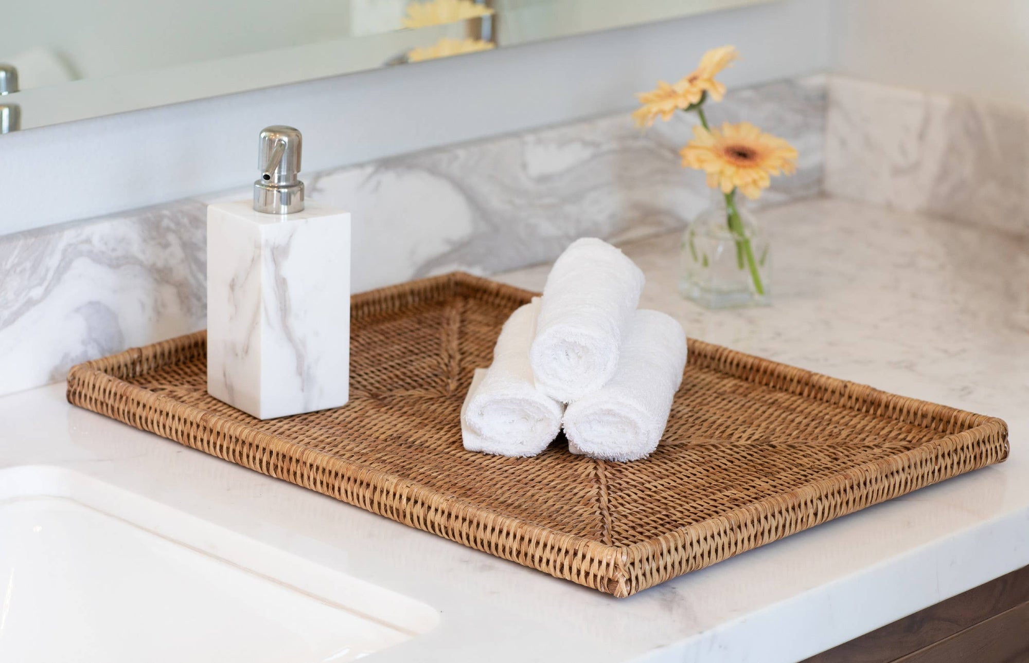 Rattan Rectangular Flat Tray