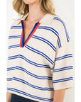 Short Sleeve Striped Knit Top