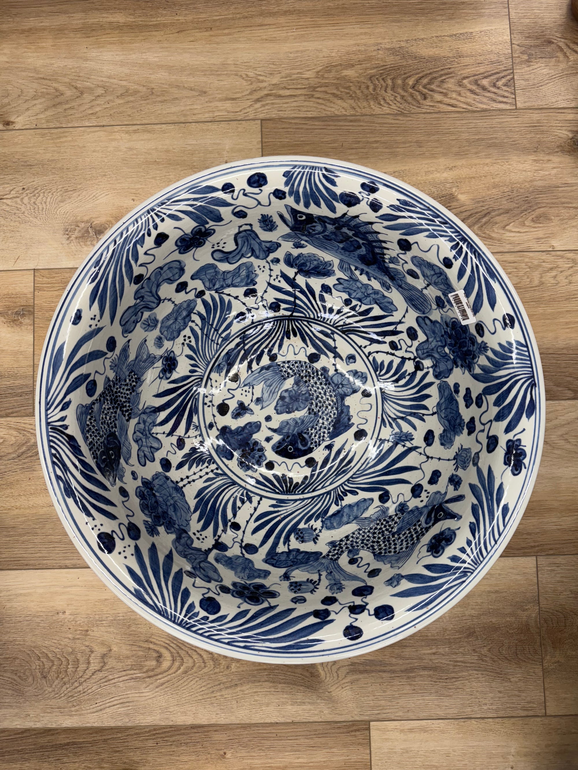Blue and White Large Bowl Fish