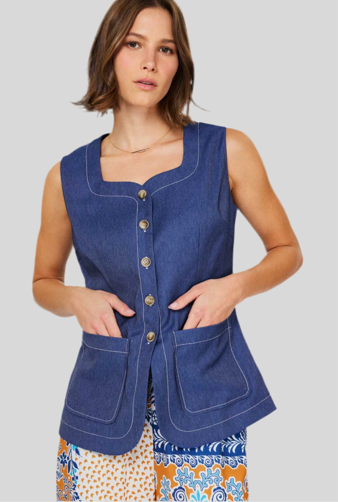 Denim Vest Top