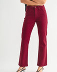 Cherry Red Cropped Bootcut