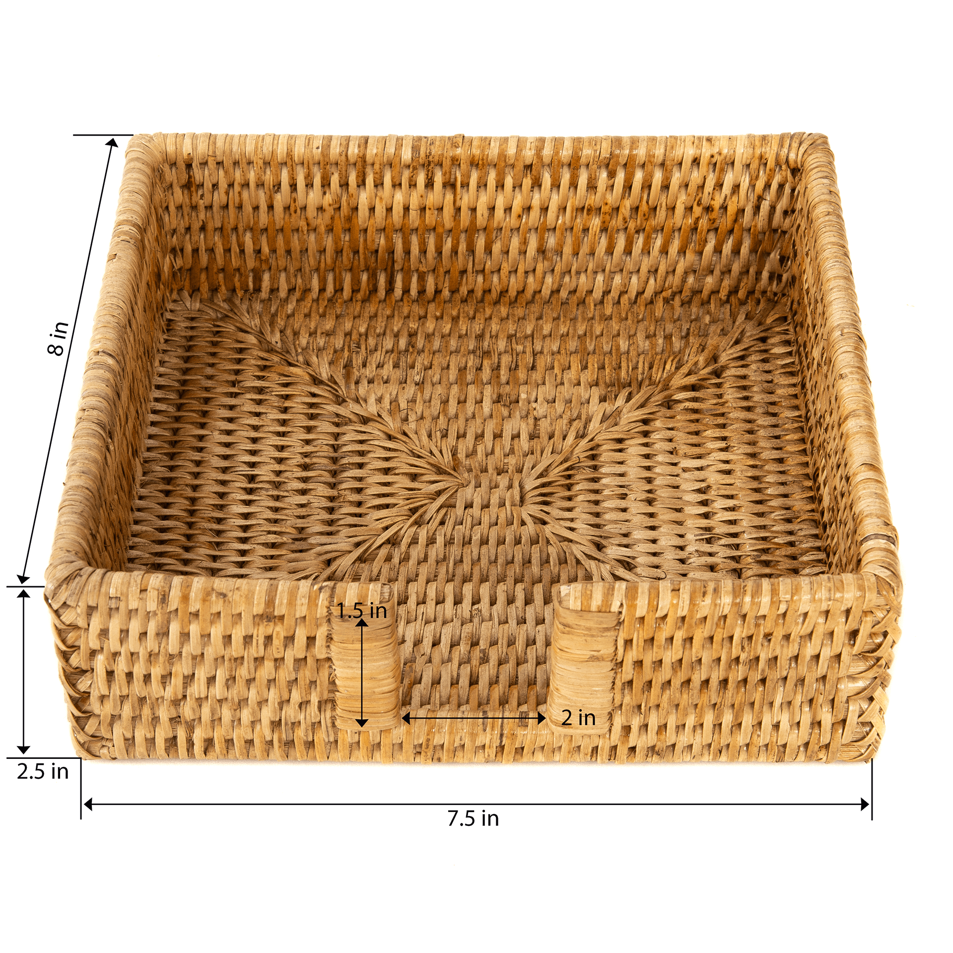 Rattan Luncheon Napkin Holder with Cutout