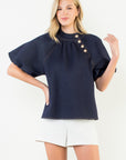 Puff Sleeve Denim Blouse