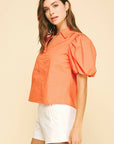 Bubble Sleeve Collared Blouse