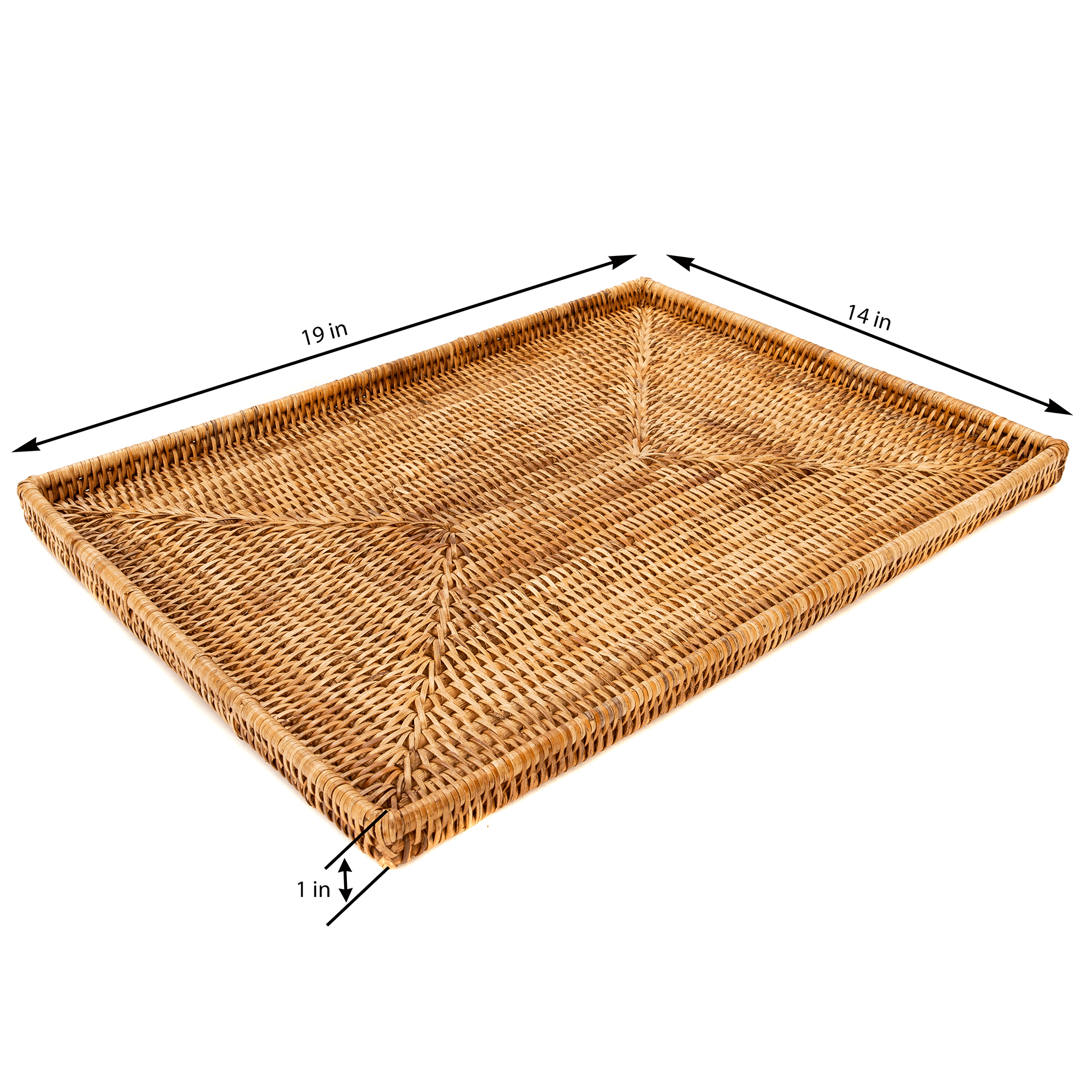 Rattan Rectangular Flat Tray