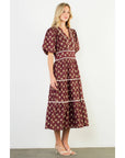 Puff Sleeve Block Print Dress