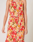 Didion Floral Split Neck Tiered Maxi Dress