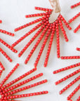 Red Sunburst Drop Earrings