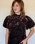 Puff Sleeve Velvet Blouse