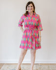 Pink Ikat Shirt Dress