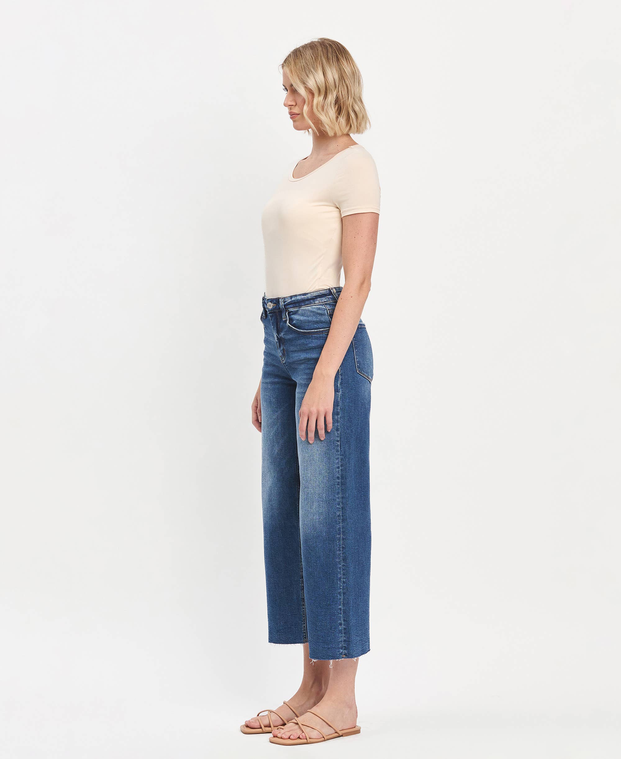 Blue Denim Wide Leg Crop