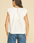 Pleated Flutter Sleeve Blouse