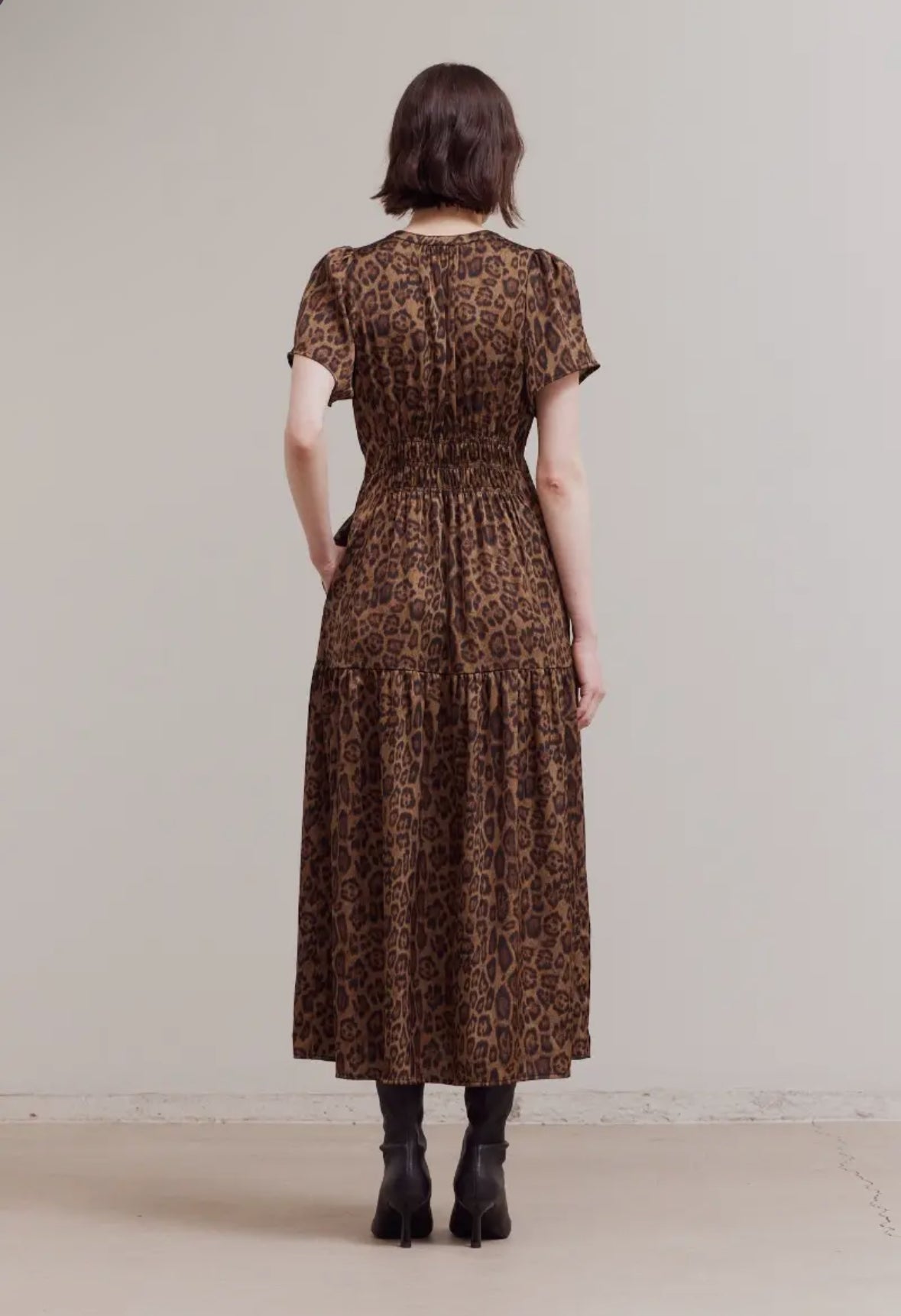 Leopard Satin Midi Dress