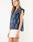 Flutter Sleeve Floral Blouse