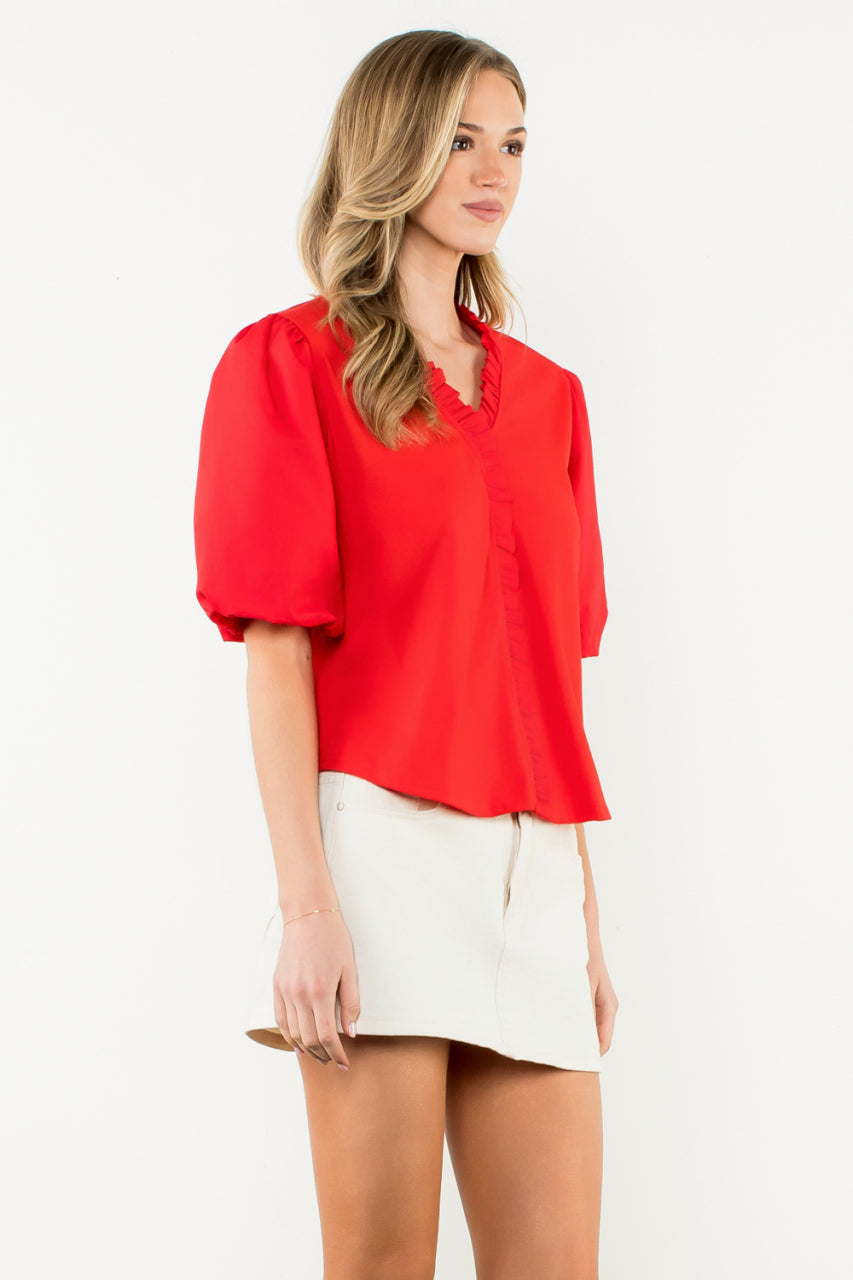 Poplin Puff Sleeve Blouse