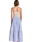 Blue Embroidered Maxi Skirt