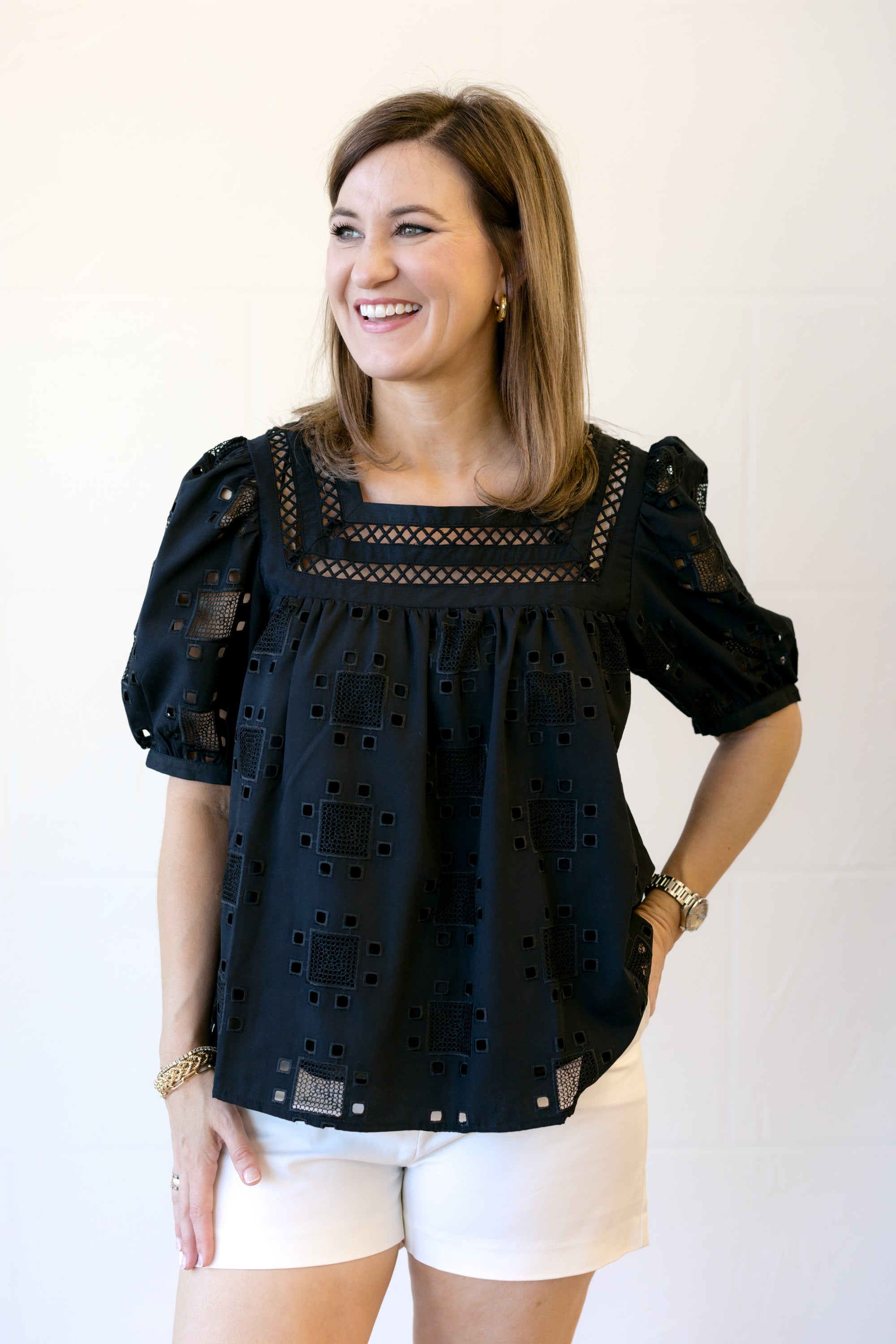 Square Neck Embroidered Blouse