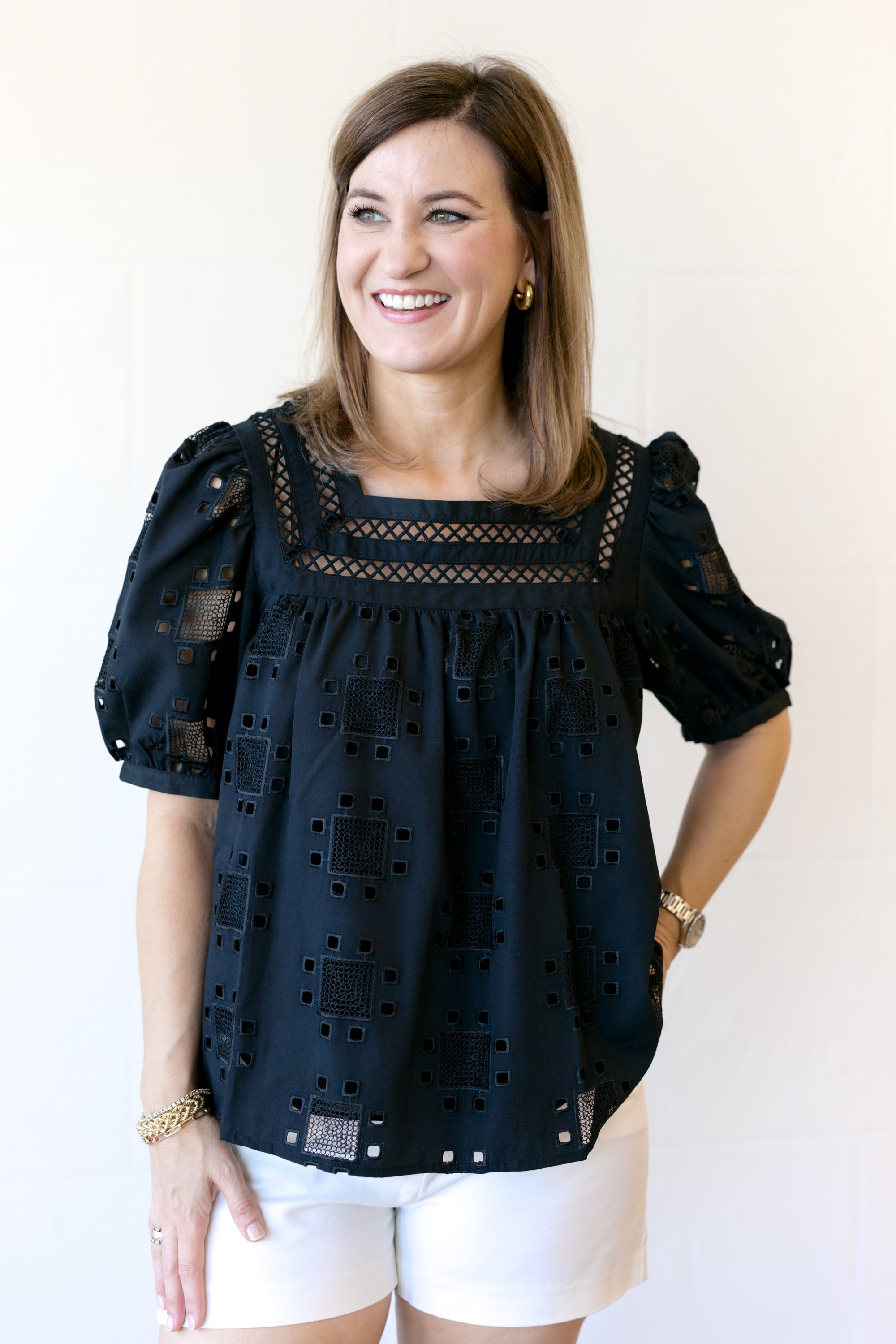 Square Neck Embroidered Blouse